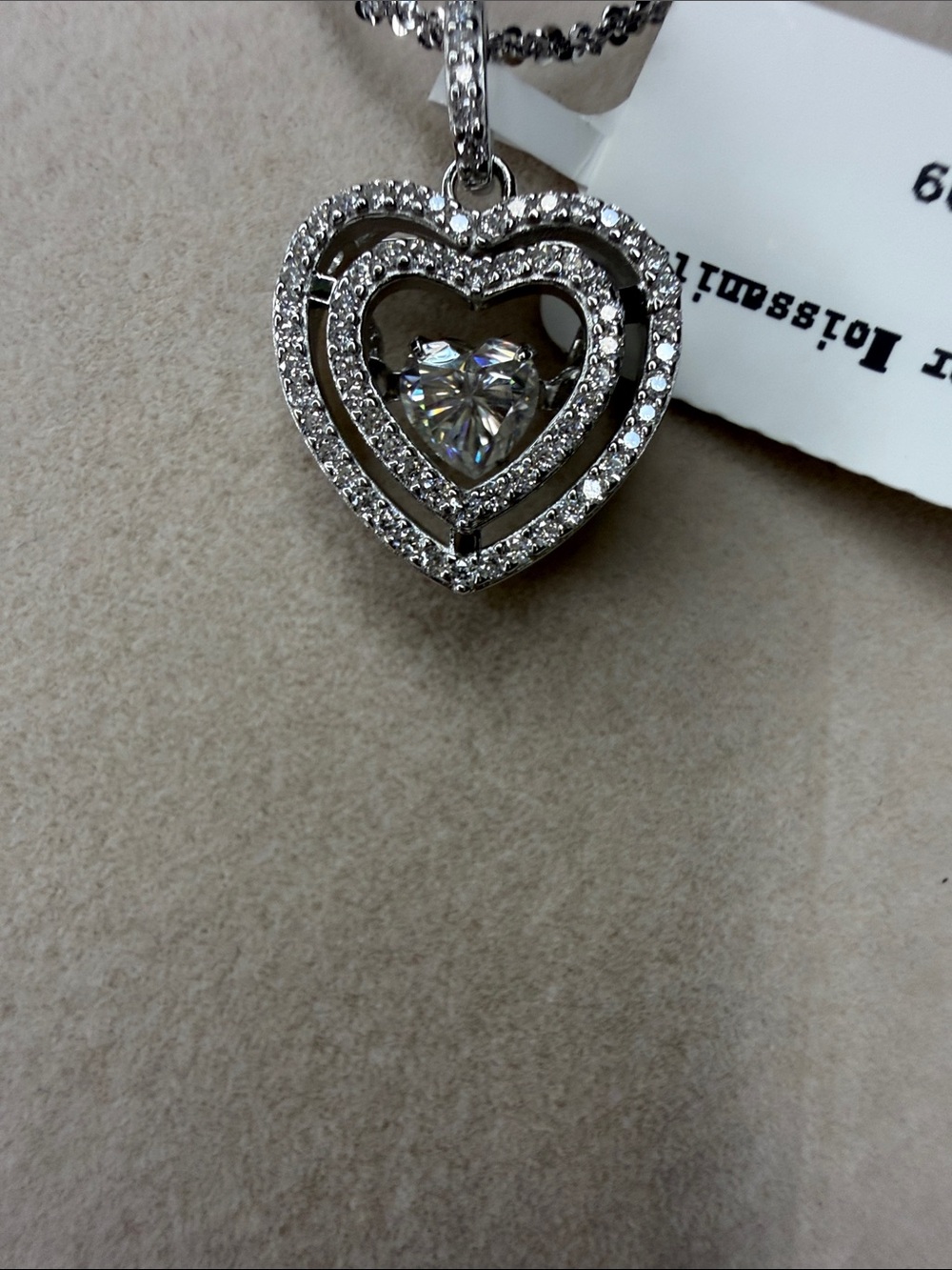925 Sterling Silver Dancing Heart Pendant Necklace MSRP $380